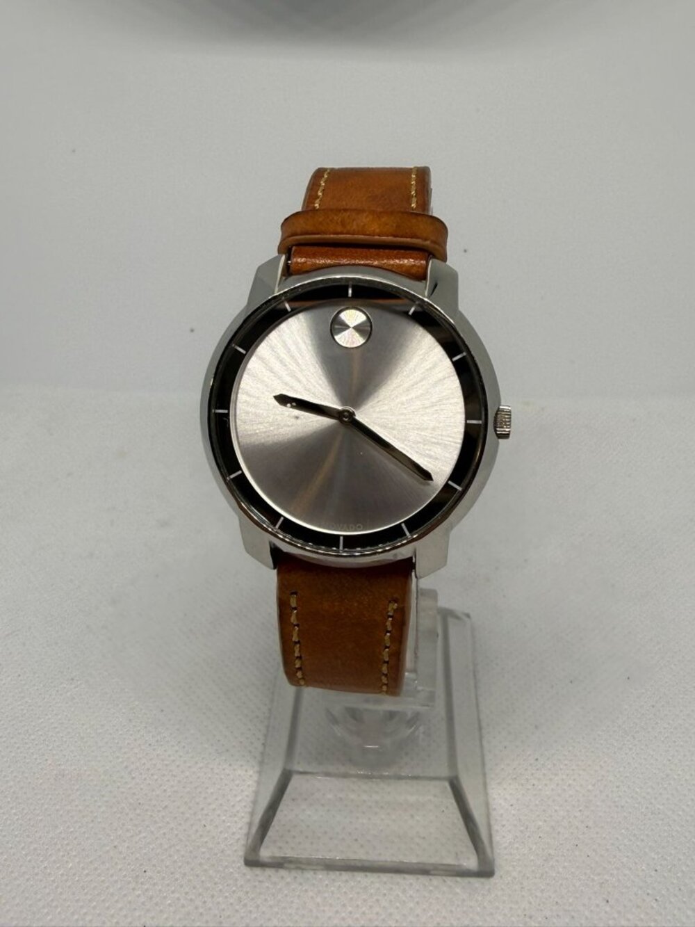 Movado BOLD Evolution MB01.3.14.6122 Men's 36mm Swiss Silver Tan Leather Watch